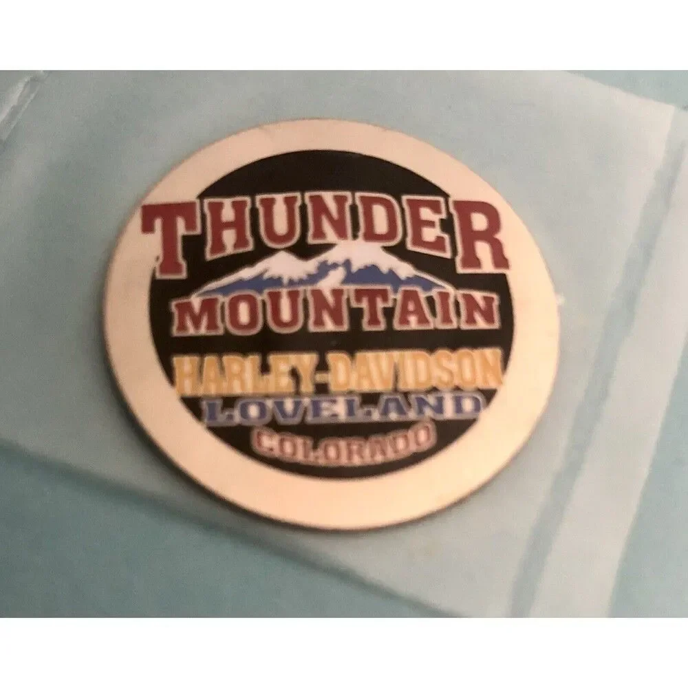 Thunder Mtn Harley Davidson Stick on metal badge & Yosemite, Merced HD Keychain